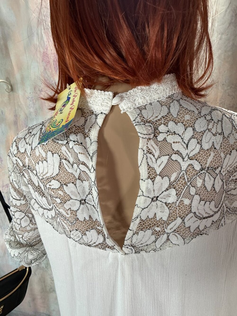 NEW📌Skin-Glimpsing Lace Accents Lends Sheer Romance To This Breezy Mini Dress - Picture 9 of 15